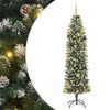 vidaXL Изкуствено Тънко Коледно Дърво с поставка Зелен и бял 210 cm