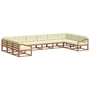 vidaXL Комплект дивани за открито 10 pcs Натурален и Крема