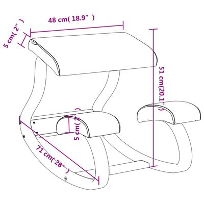 vidaXL Стол с опора за колене, кафяв, 48x71x51 см, шперплат от бреза