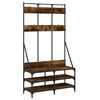 vidaXL Стойка за дрехи и рафт за обувки, опушен дъб, 100x40x184 см