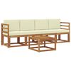 vidaXL Комплект дивани за открито 5 pcs Натурален и Крема
