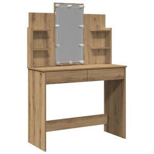 vidaXL Тоалетка с LED осветление Artisan Oak 96x40x142 cm