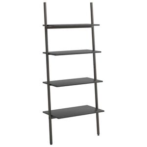 vidaXL Етажерка стълба с 4 рафта черна 64x34x150,5 см