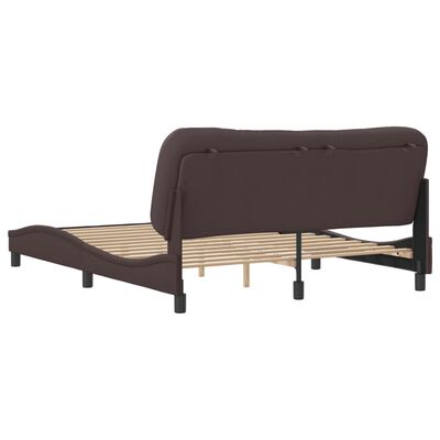 vidaXL Рамка за легло с табла, тъмнокафява, 160x200 см, плат