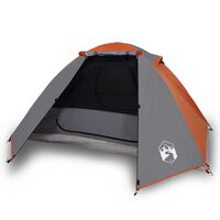 vidaXL Къмпинг палатка за 2 души сив/оранжев 224x248x118 см 185T тафта