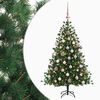 vidaXL Изкуствена коледна елха с топки 150 см 150 LED светодиода