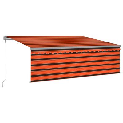 vidaXL Автоматично прибиращ се сенник с щора, 4,5x3 м, оранжево-кафяв