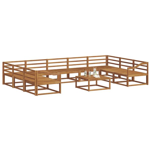 vidaXL Комплект дивани за открито 10 pcs Естествен