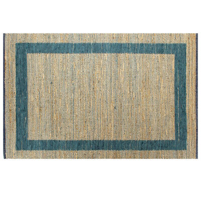 vidaXL Ръчно тъкан килим от юта, син, 160x230 см