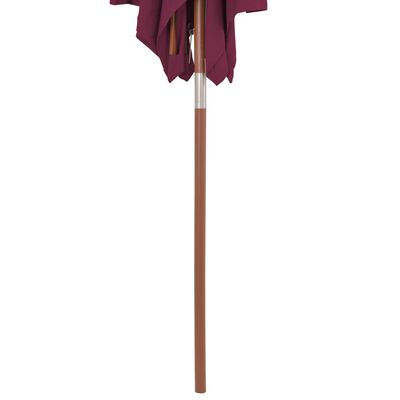 vidaXL Градински чадър с дървен прът, 150x200 см, бордо червено