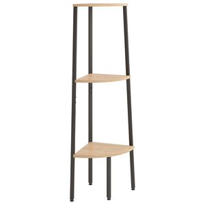 vidaXL Ъглова етажерка с 3 рафта светлокафяво и черно 45,5x31,5x120 см