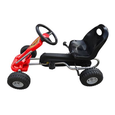 vidaXL Детски картинг с педали, цвят червен