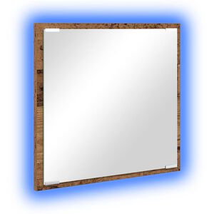 vidaXL LED огледало за баня Старо дърво 40 x 37 x 8.5 см