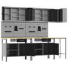 vidaXL Комплект работни шкафове с чекмедже с рафт 10 pcs Черен и Сив