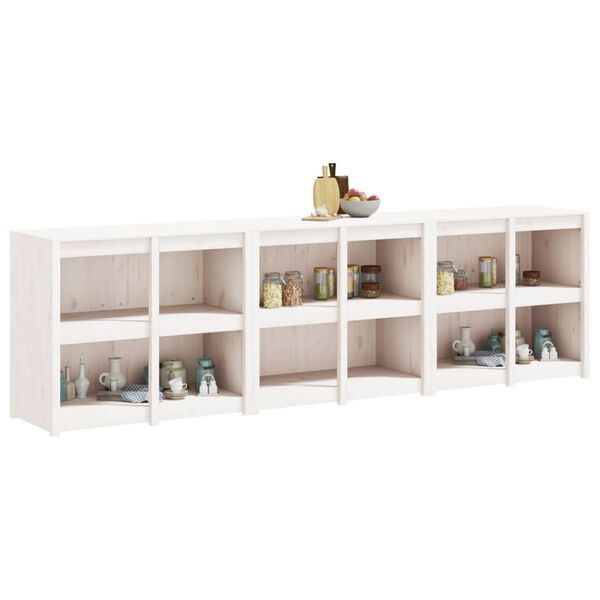 vidaXL Кухненски шкафове за открито, 3 бр, бели, бор масив