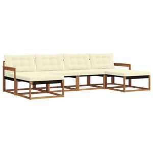 vidaXL Комплект дивани за открито 6 pcs Натурален и Крема