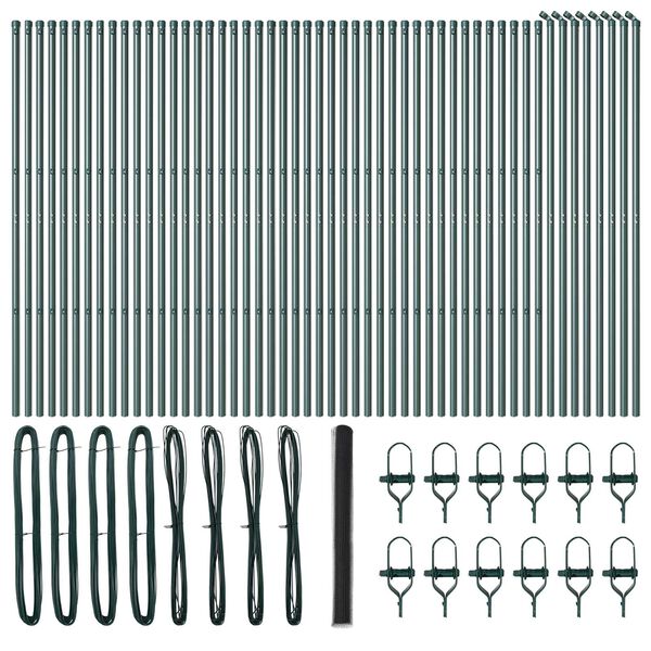 vidaXL Стълб за ограда. Сив 100 x 1,5 м (36 мм мрежа) Стомана и PVC