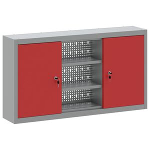 vidaXL Шкаф за инструменти с рафт Червен и сив 100 x 20 x 55 см