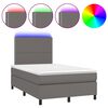 vidaXL Боксспринг легло с матрак и LED сиво 120x200 см изкуствена кожа