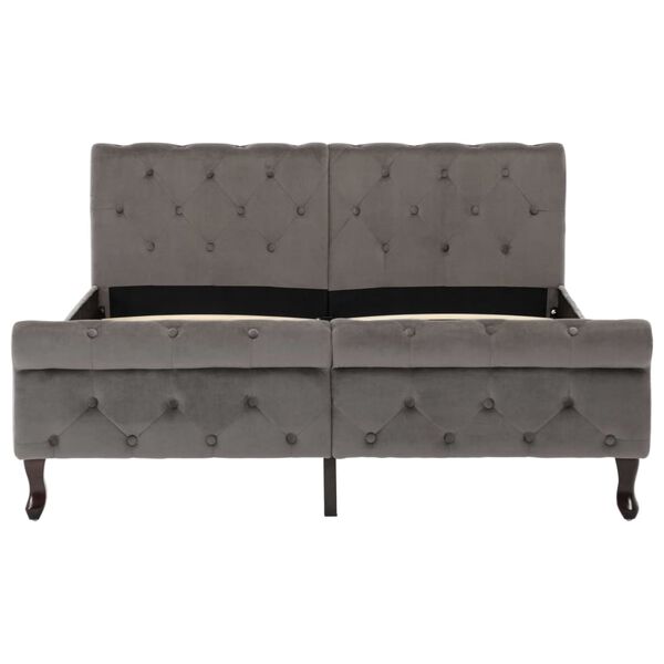 vidaXL Рамка за легло, сива, кадифе, 140x200 см