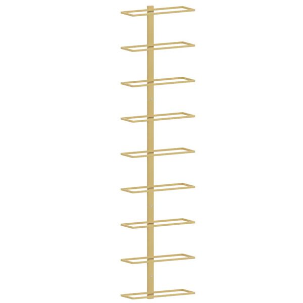 vidaXL Стойка за вино за 9 бутилки, стенен монтаж, златиста, желязо