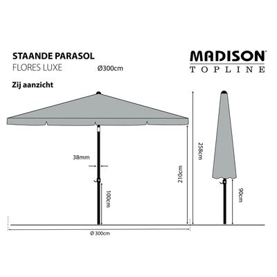 Madison Градински чадър Flores Luxe, 300 см, кръгъл, сив