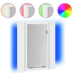 vidaXL Шкаф с LED огледало за баня, бял, 40x12x45 см, акрил