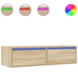 vidaXL ТВ шкаф с LED осветление, дъб сонома, 100X35,5x25 см