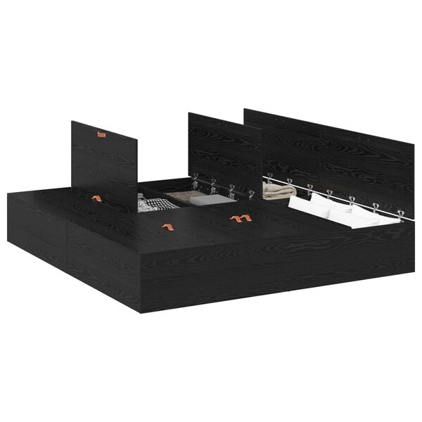 vidaXL Легло с място за съхранение Черния дъб 200 x 200 cm