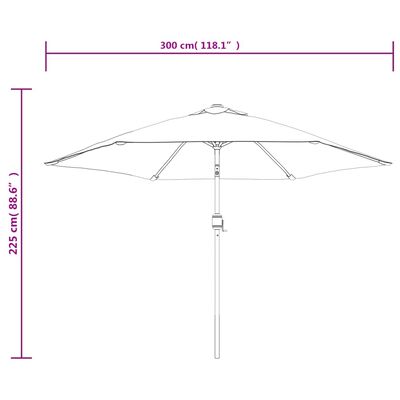 vidaXL Градински чадър с LED лампички и стоманен прът, 300 см, бордо