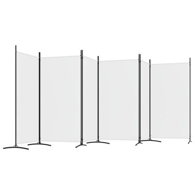 vidaXL Параван за стая, бял, 6 панела, 520x180 см, плат