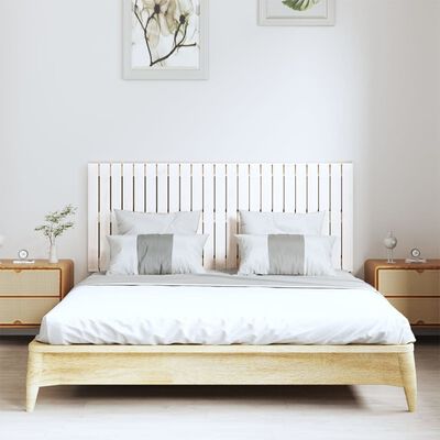 vidaXL Стенна табла за спалня, бяла, 147x3x60 см, борово дърво масив