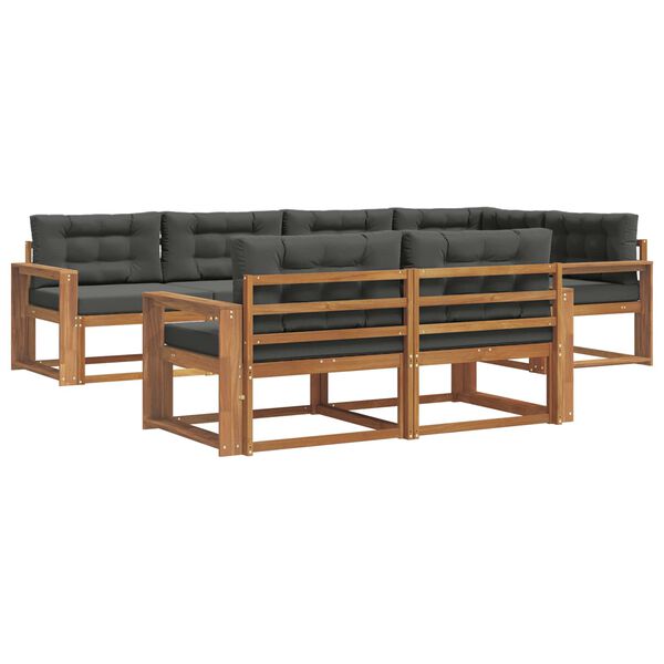 vidaXL Комплект дивани за открито 7 pcs Натурален и Антрацит