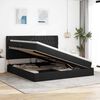 vidaXL Легло с място за съхранение и LED Черно 200 x 200 cm Полиестер