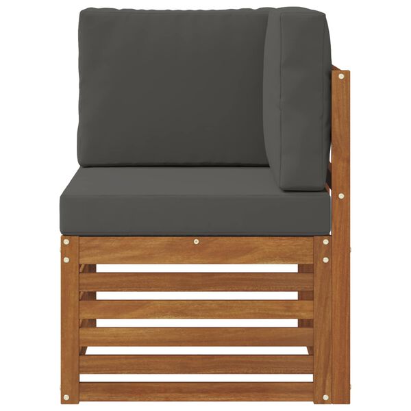 vidaXL Външен ъглов диван Солидно акациево дърво Естествен