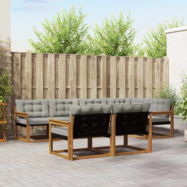 vidaXL Комплект дивани за открито 7 pcs Естествено и светло сиво