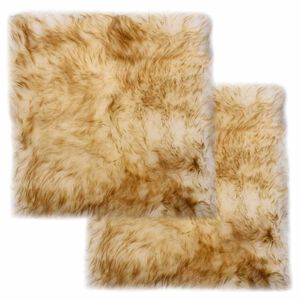 vidaXL Подложки за столове, 2 бр, кафяв меланж, 40x40 см, овча кожа