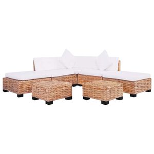 vidaXL Комплект мека мебел, 18 части, естествен ратан