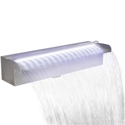 vidaXL Правоъгълен фонтан за басейн, LED, неръждаема стомана, 45 см