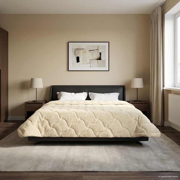 vidaXL Зимен юрган Крем 220 x 240 cm Микрофибър и тедди флийс