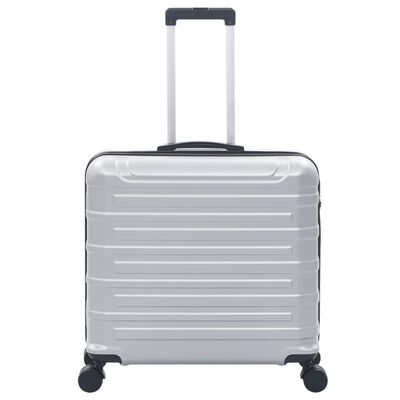 vidaXL Комплект твърди куфари с колелца, 2 бр, сребристи, ABS