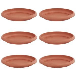 vidaXL Кръгъл поднос за цветя 6 pcs Червено тухла &Oslash; 14 x 2 см