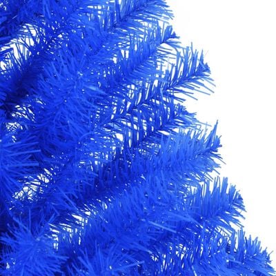 vidaXL Изкуствена половин коледна елха със стойка, синя, 120 см, PVC
