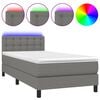 vidaXL Боксспринг легло с матрак и LED, тъмносиво, 100x200 см, плат