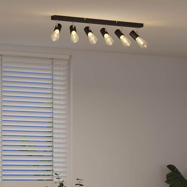 vidaXL Таванен спот с прожектори Черно 73 x 6,5 x 11,5 см Метал