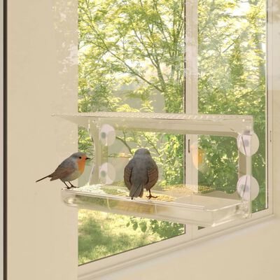 vidaXL Хранилки за птици за прозорец, 2 бр, акрил, 30x12x15 см