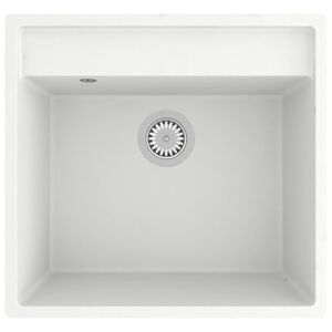 vidaXL Кухненска мивка с преливник, бяла, гранит