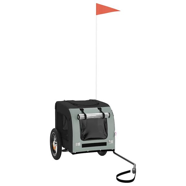 vidaXL Ремарке за колело за любимци сив и черен Оксфорд плат и желязо