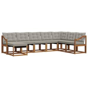 vidaXL Комплект дивани за открито 8 pcs Естествено и светло сиво