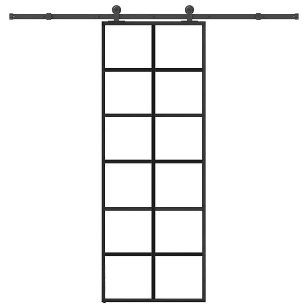 vidaXL Плъзгаща се врата с обков 76x205 см ESG стъкло и алуминий